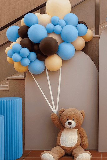 Teddy with helium balloon