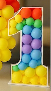 Number stand with balloon