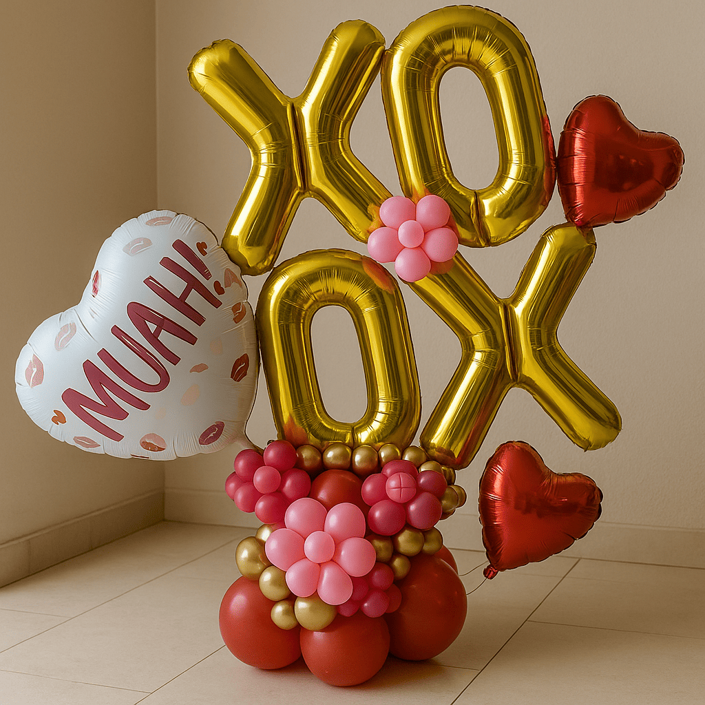 عرض بالونات XO بلمسة حب وقبلات