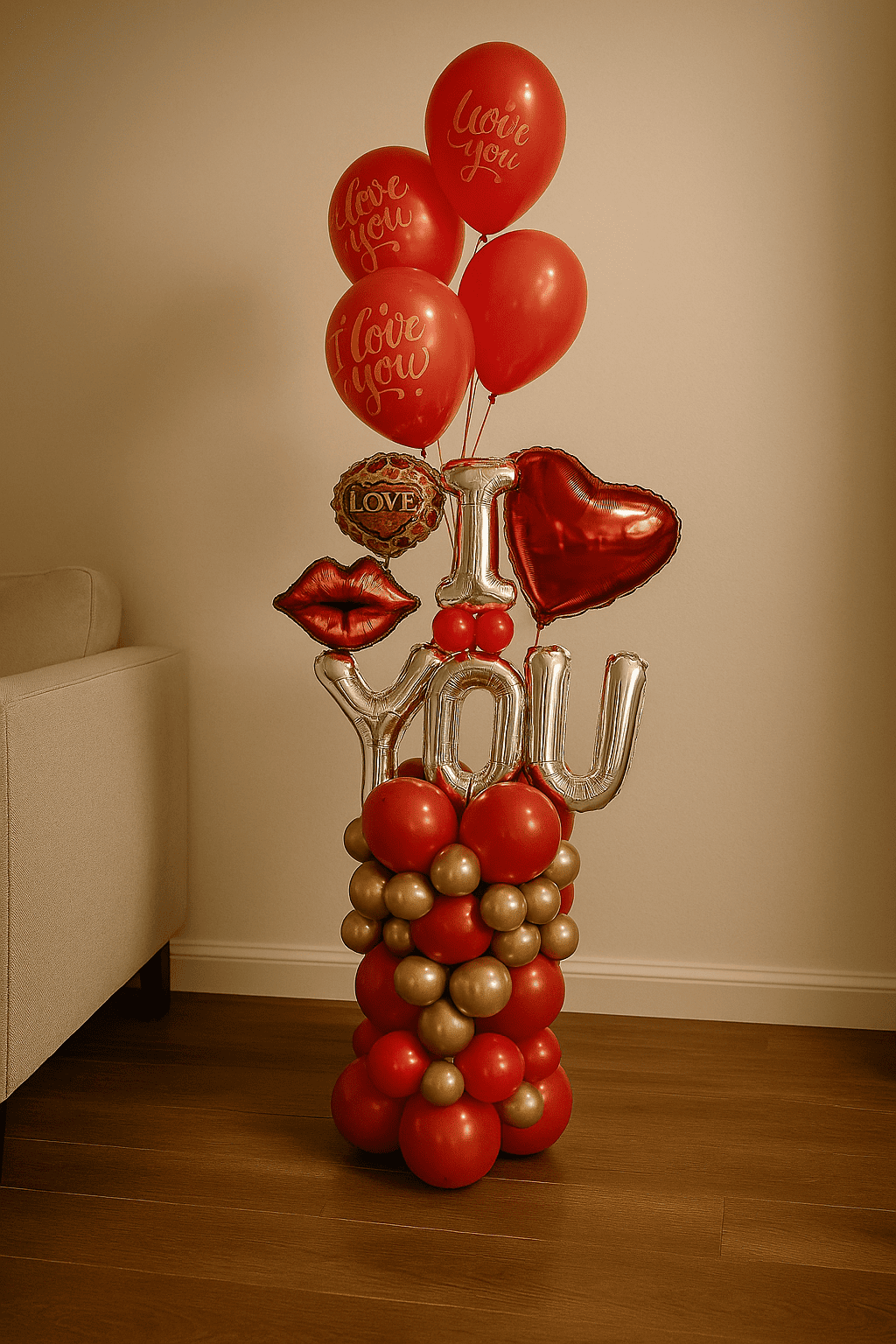 I Love You Red & Gold Arrangement